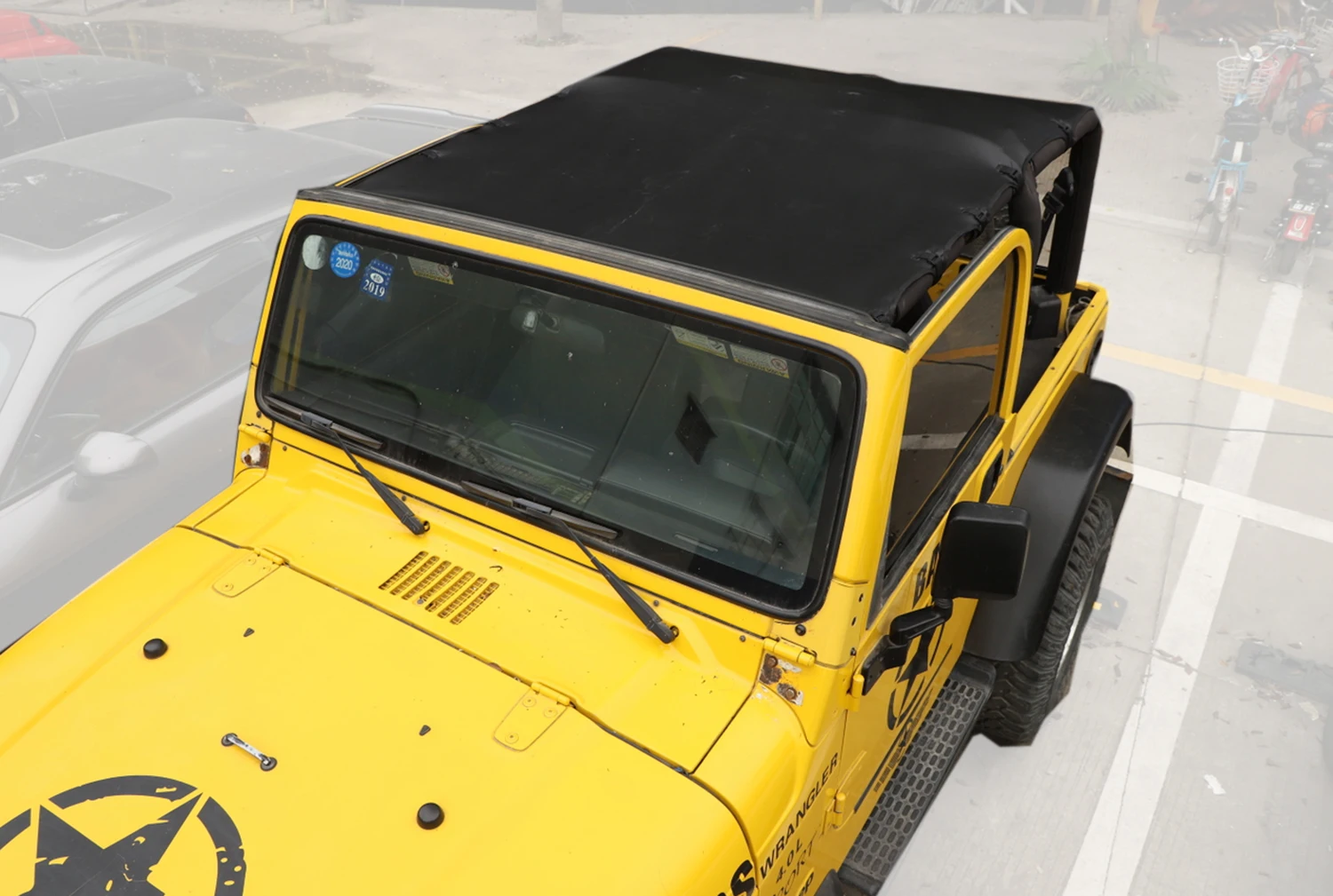 Pare-Soleil Mesh Top CKPEOR Pour Jeep Wrangler TJ YJ 1987-2006 - Protection UV 80% Durable Avec Cordons Élastiques, Style 5 Étoiles