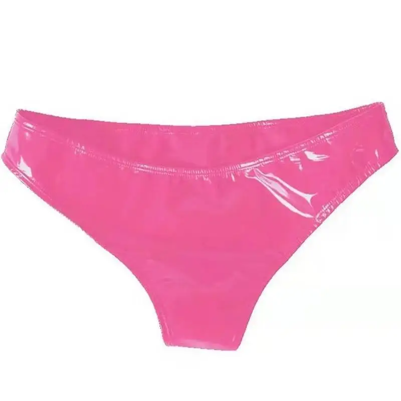 S-3XL Shiny Faux PU Leather Briefs Wet Look PVC Sexy Panties Women Low Waist Calcinhas High Cut Tanga Trunks Underwear Lingerie