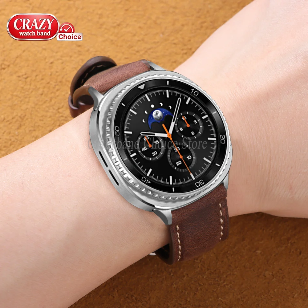 Premium No-Gap Leather Watch Strap - Unisex Design with Metal Accents