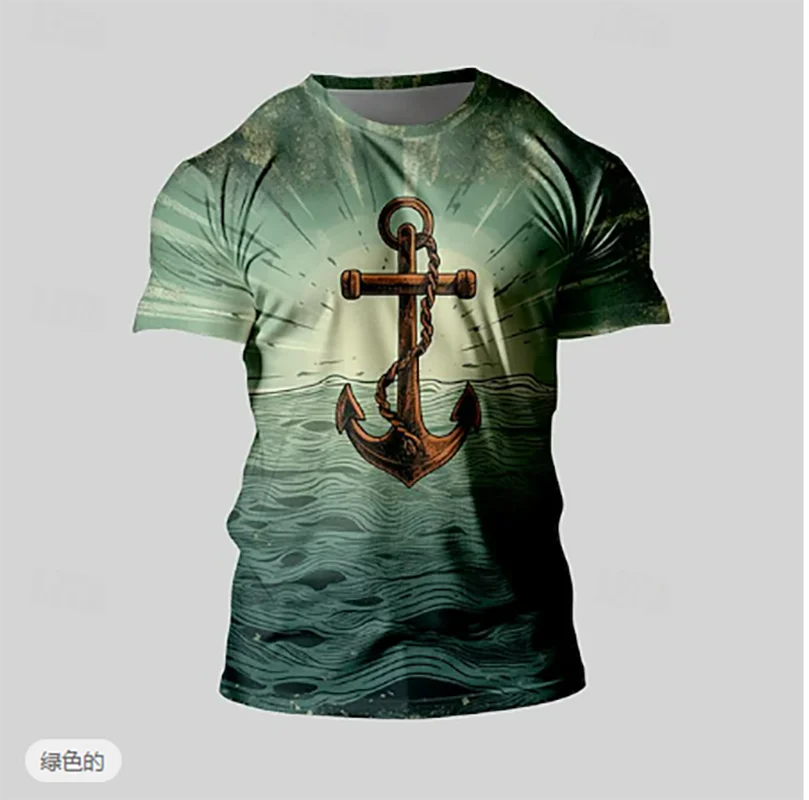 

Лидер продаж 2024, футболка в ретро стиле с 3D принтом жесткого парусника, якоря, большой Свободный Повседневный Топ с круглым вырезом и короткими рукавами, дышащая