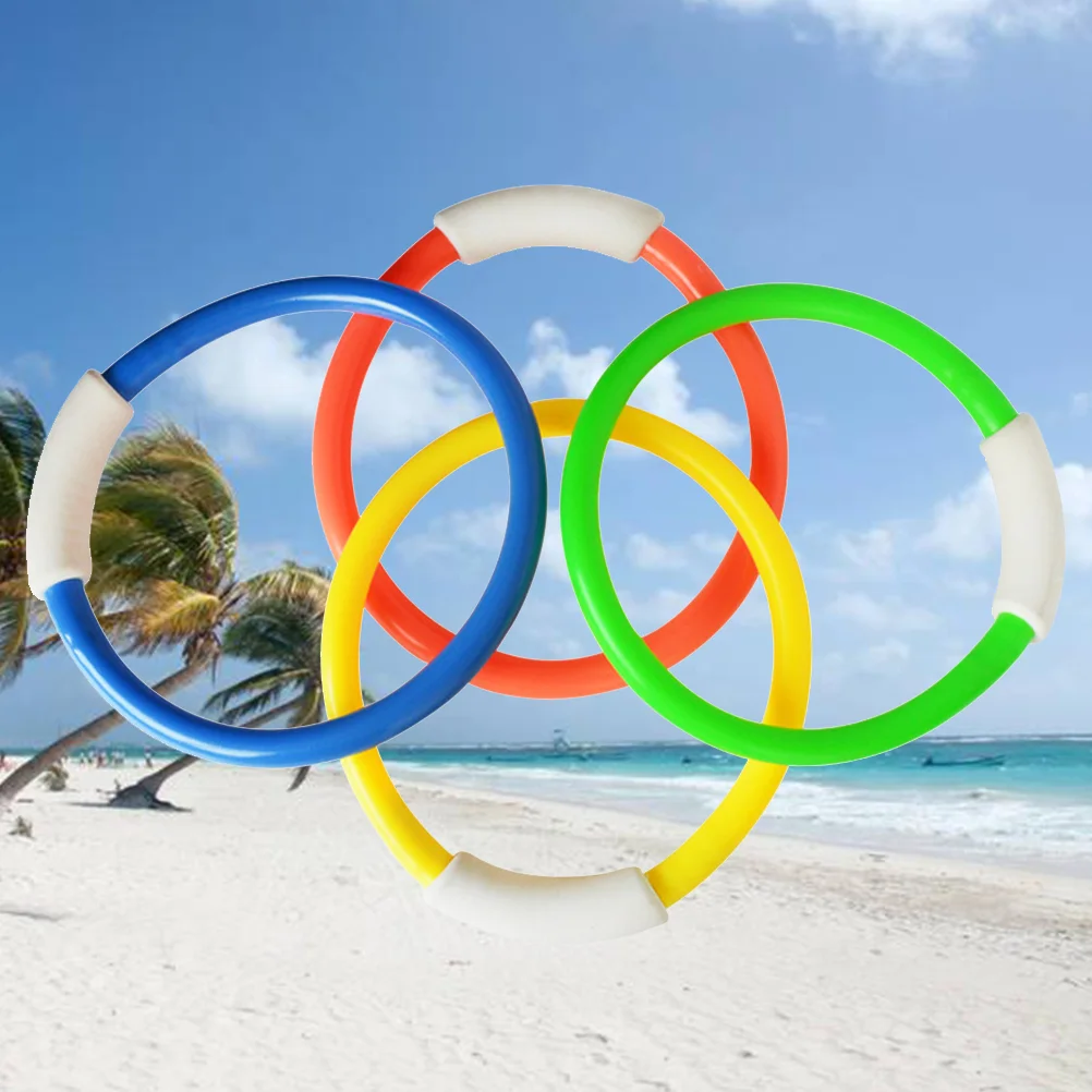 4pcs Underwater Swimming Diving Sinking Pool Toy Rings For Kid Children