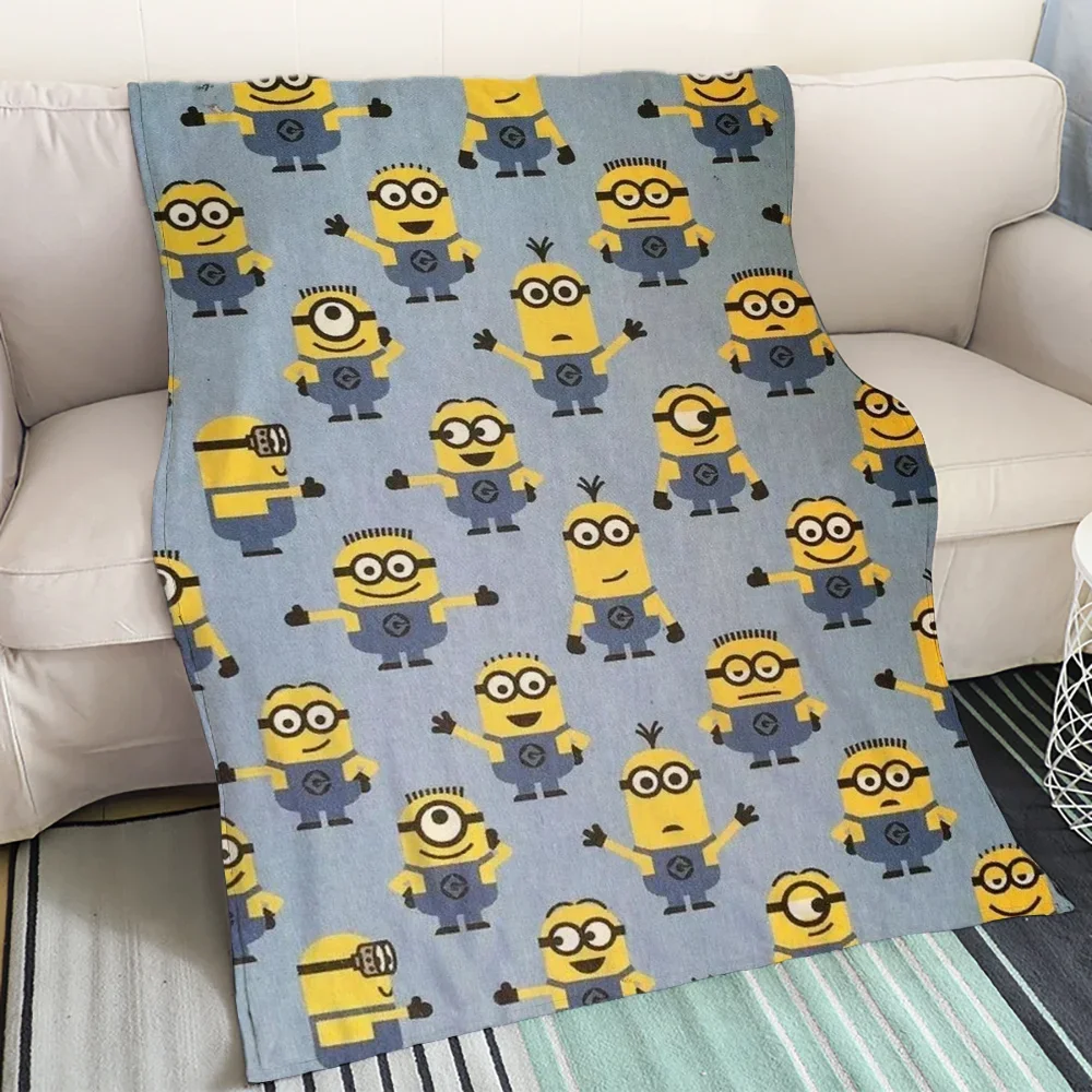 Bed Blankets for Adults Minions Throw Blanket Luxury Bedding Cobija Home Interior Fluffy Plaid Sofa Knee Soft Nap King Size & 6