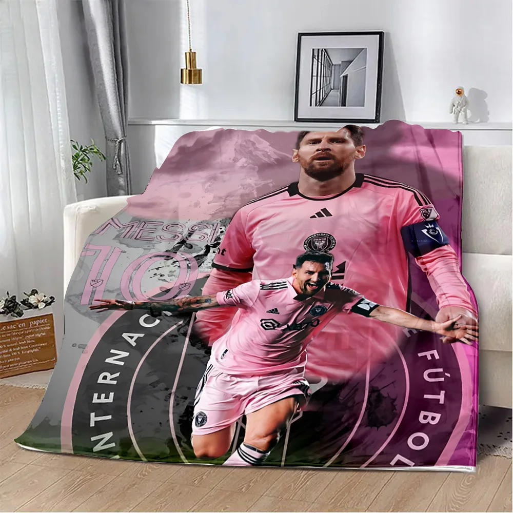 Football Miami Messi Printed Blanket for Bed Sofa Armchair Picnic Blankets Warm Blanket Comfortable Blanket Home Travel Birthday 3