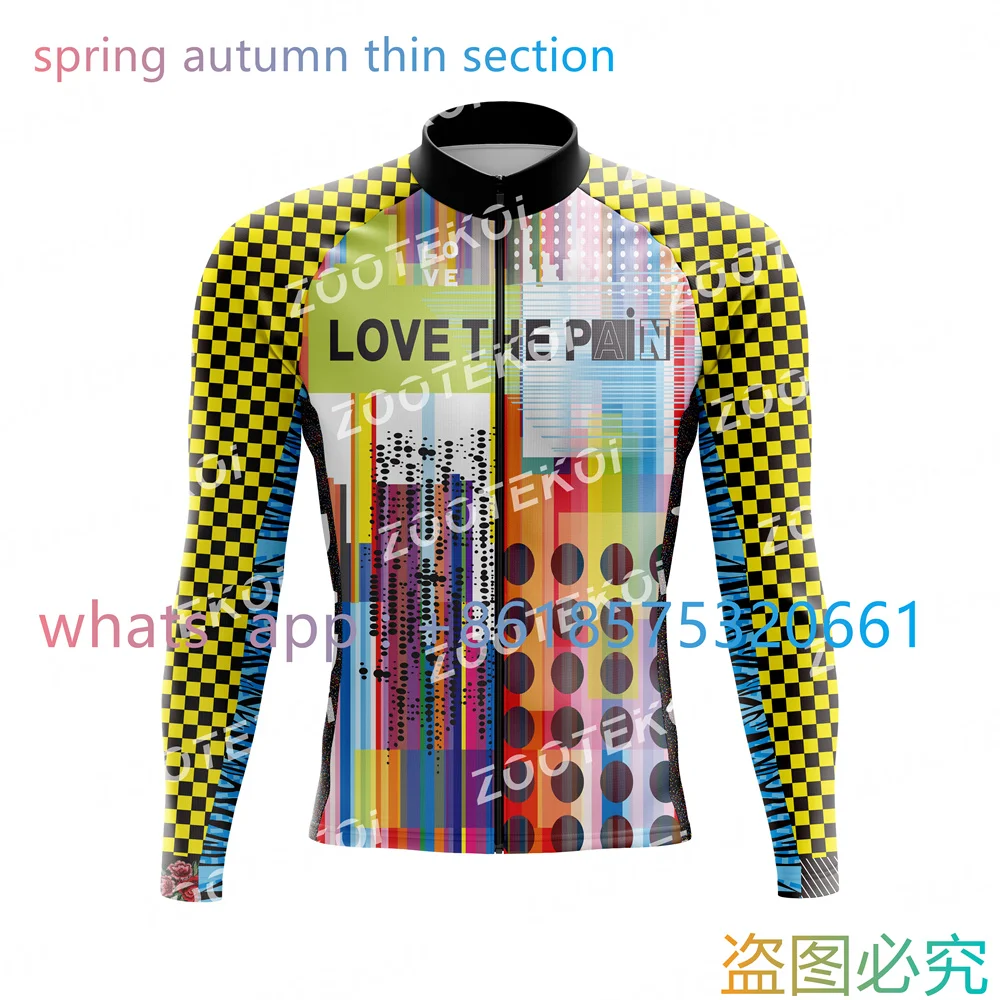 thumbnail image 1 of Maillot de ciclismo Love The Pain de manga larga para hombre, secado rápido, abrigo fino, Camisa De Time, sudadera para equipo ciclista de primavera y otoño, 1 of 5