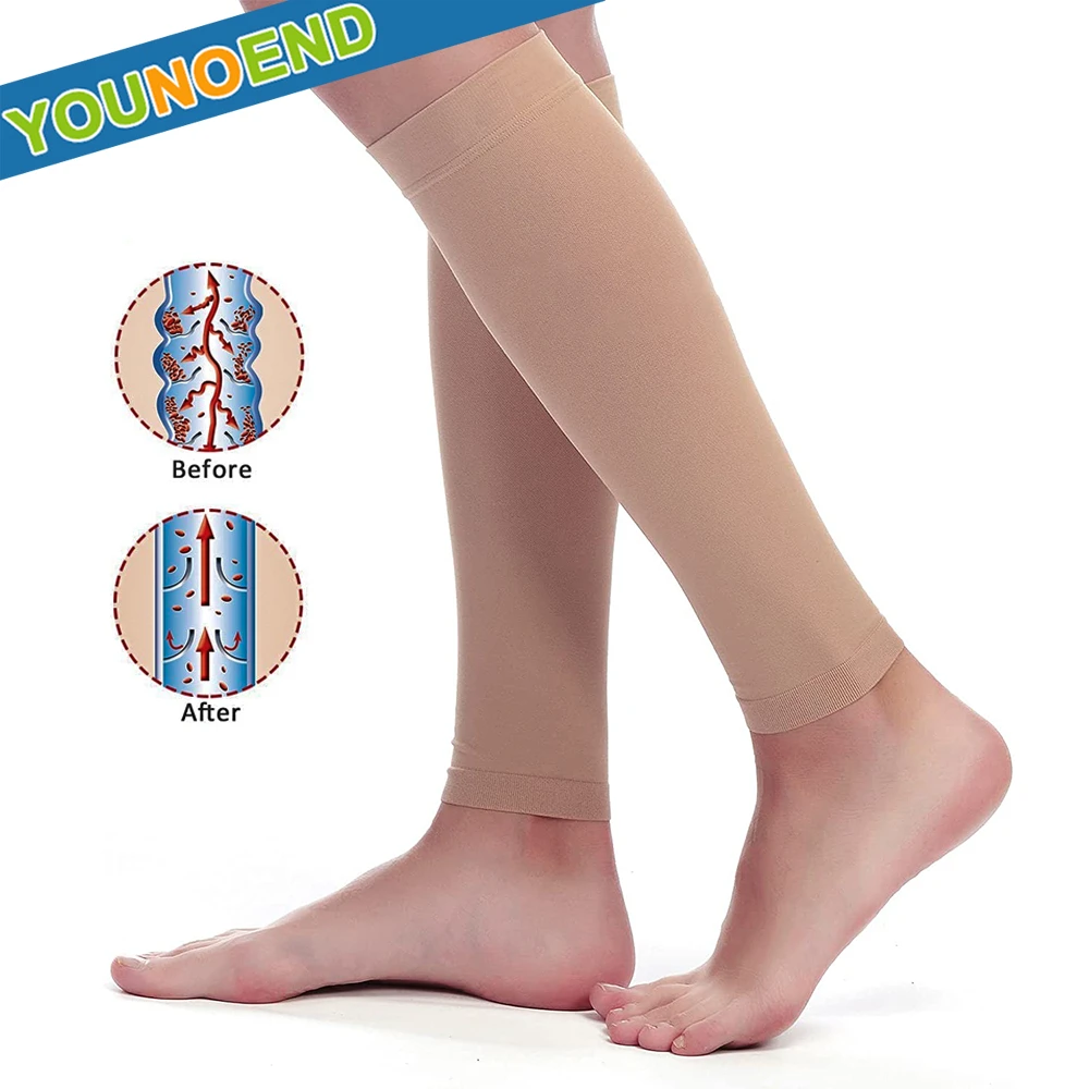 1Pair Calf Compression Sleeves Women, 2030mmHg Footless Compression