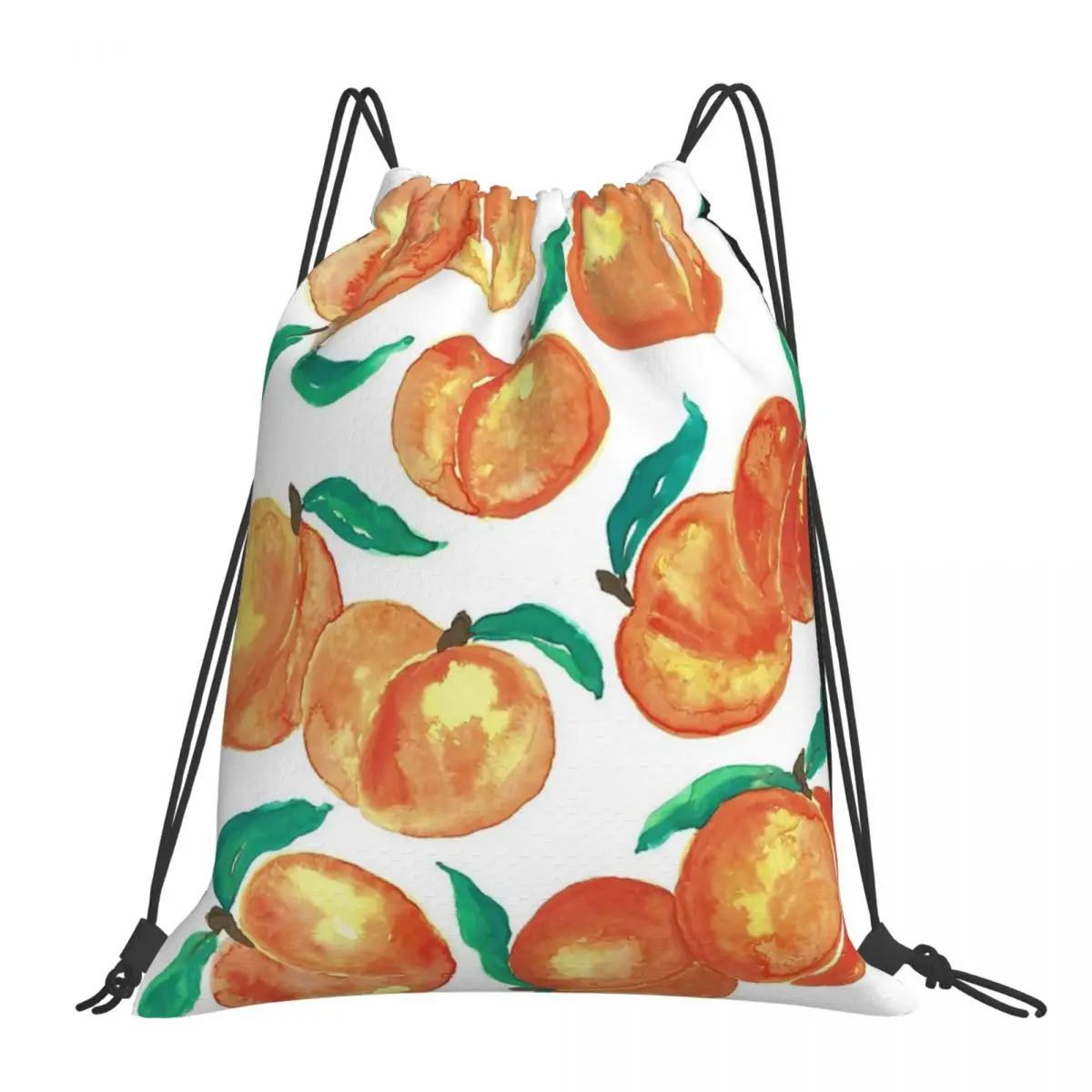 

Watercolor Peaches Backpacks Casual Portable Drawstring Bags Drawstring Bundle Pocket Storage Bag BookBag For Man Woman Students