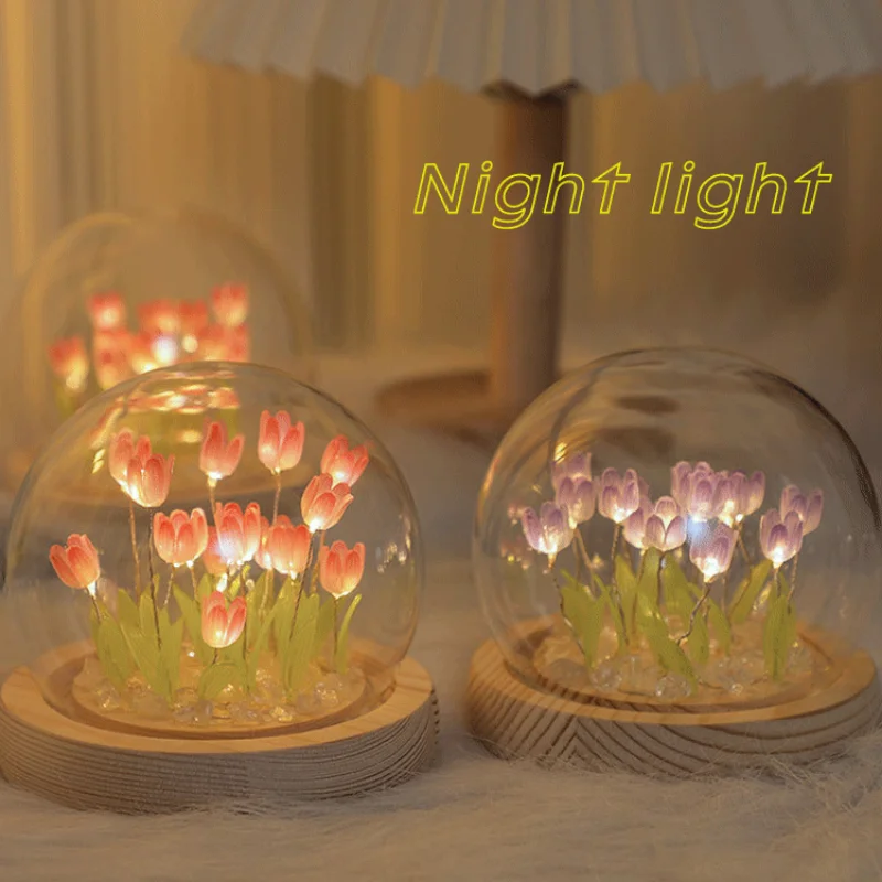 Tanie DIY tulipan noc lekka kreatywna prezent 10cm tulipan noc światło