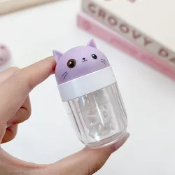 Portable Cartoon Rotating Contact Lens Cleaner Box for Home, Travel, and Business Trips (A - Purple)