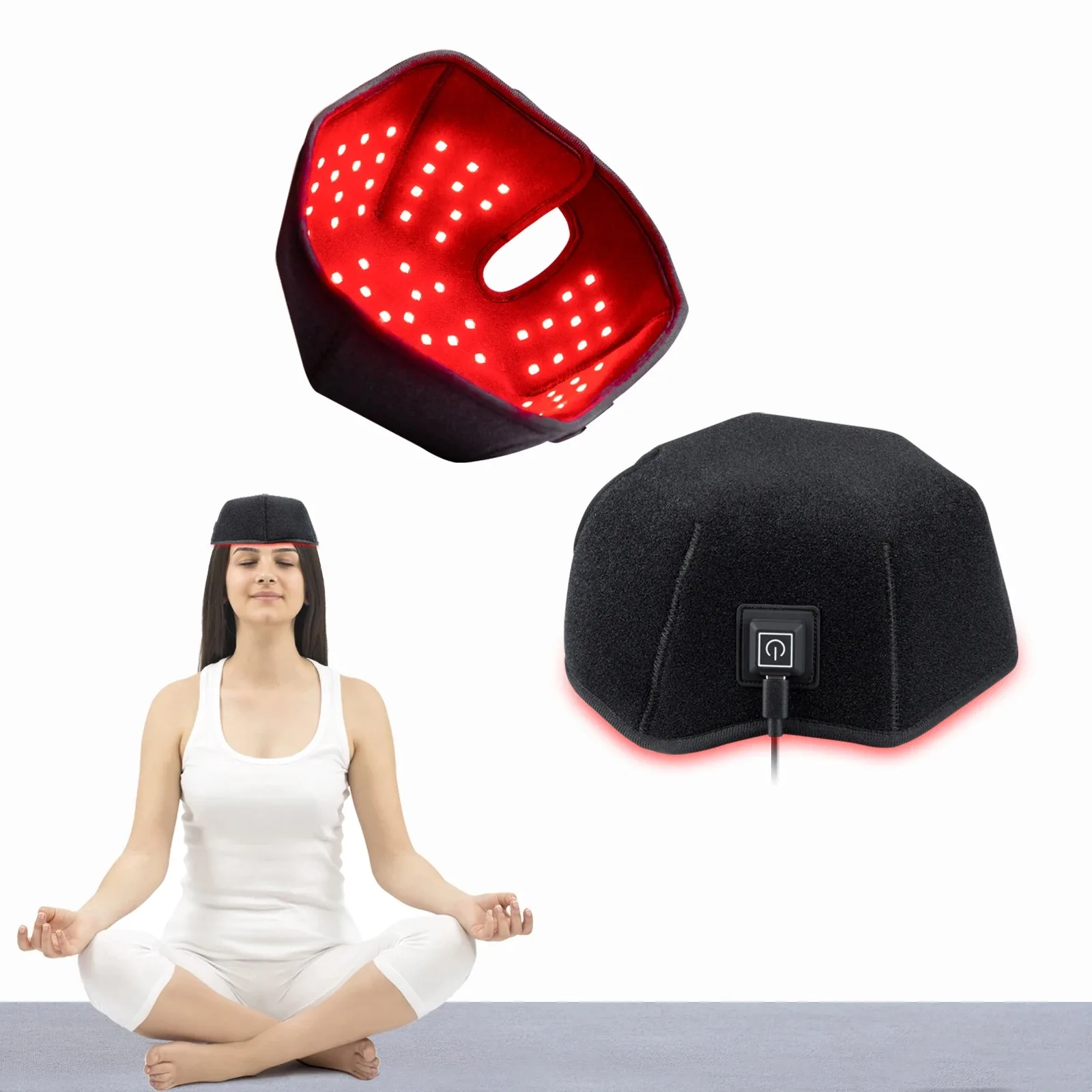 Red Light Hats for Hair Regrowth Infrared light Cap Thinning Anti Hair Loss Anxiety Stress Reduce Migraine Scalp Relax Massager