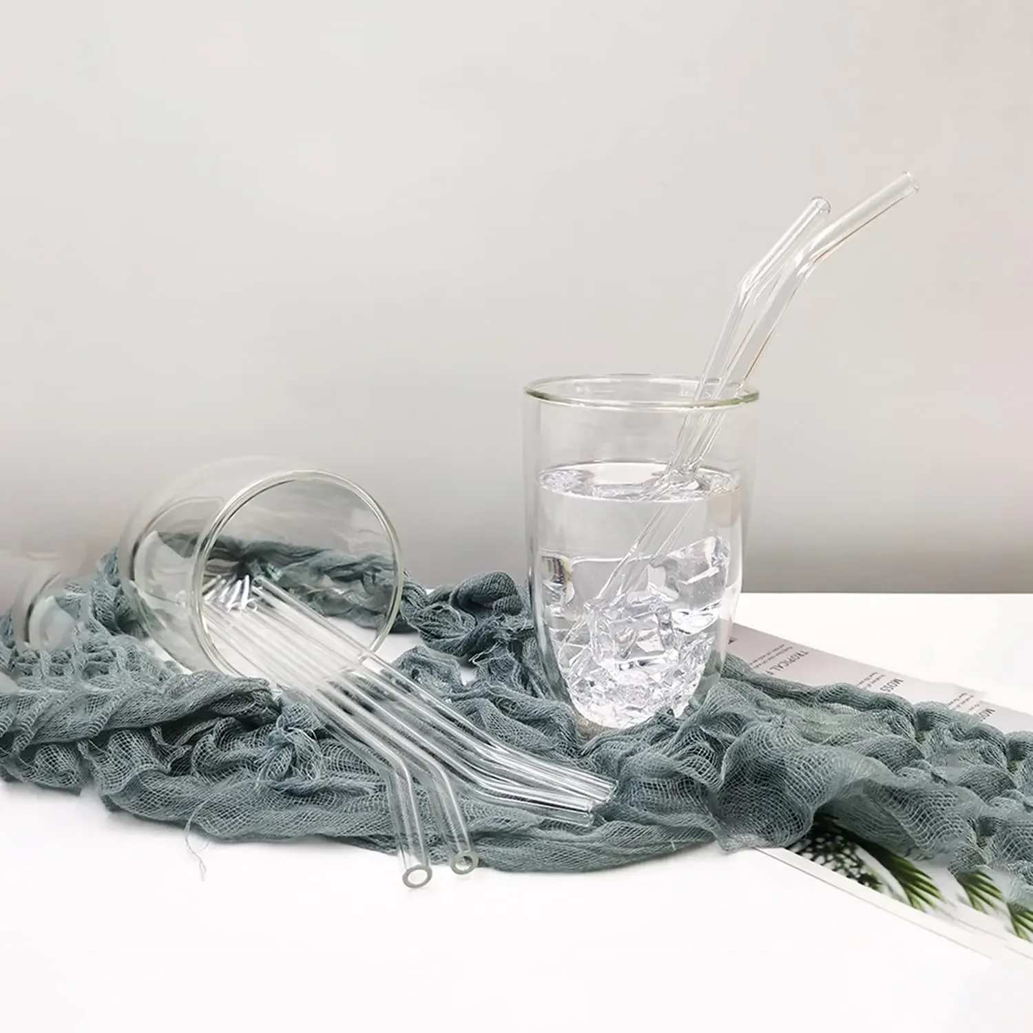 Glass Straws 250mm 6pcs Extra Long Reusable Drinking Straws for Cup Cocktail Smoothie Milkshakes Ecofriendly Straw Bar Drinkware drinking straws,glass straw set,cocktail accessories