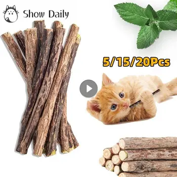개박하 스틱 애완 동물 고양이 어금니, 모든 자연 자가 치유 장난감, 나무 다각형 치아 청소, 지루함 완화 간식 씹기 용품