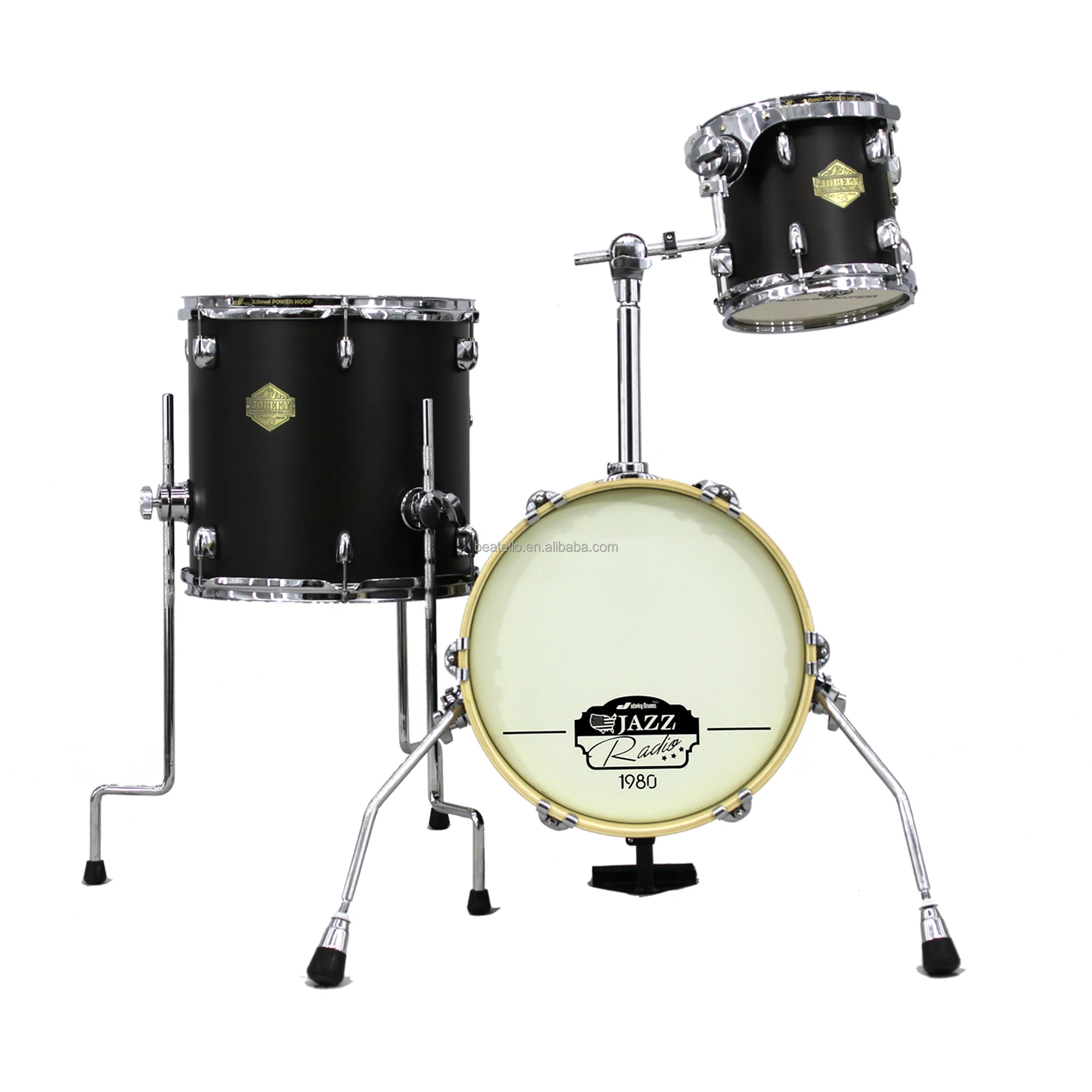 JBK Small-sized 3Pcs Bass Drum & Tom-toms Drum Set Beginners High Quality Percussion Instrument Jungle Portable Set