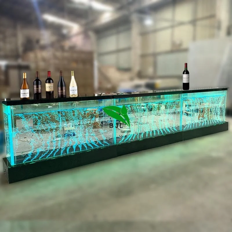 Custom.us 에드 살롱 나이트 클럽 가구 LED 조명, 빛나는 아크릴 물 거품 분수 바 카운터