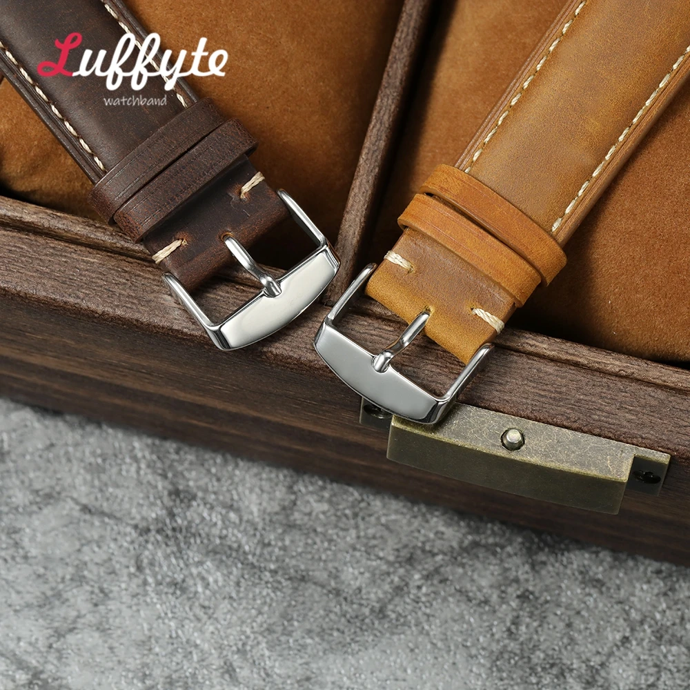 Vintage Style Leather Quick Release Men's Watch Strap - Crazy Horse Bracelet Replacement Band