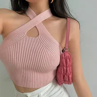 Halter Knitted Off Shoulder Crop Top 4
