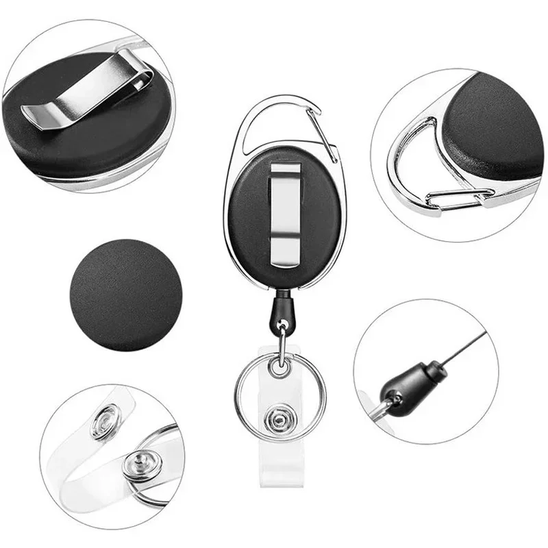 Retractable Badge Reel with Card Holder Reel Clip Key Ring Retractable ID Card Holder Key Chain Holders For Office Name Tag id card holder