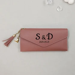 Personalized Women's Wallet - Custom Name & Card Holder, Long Design, Perfect for Travel & Birthday Gifts (Burgundy)