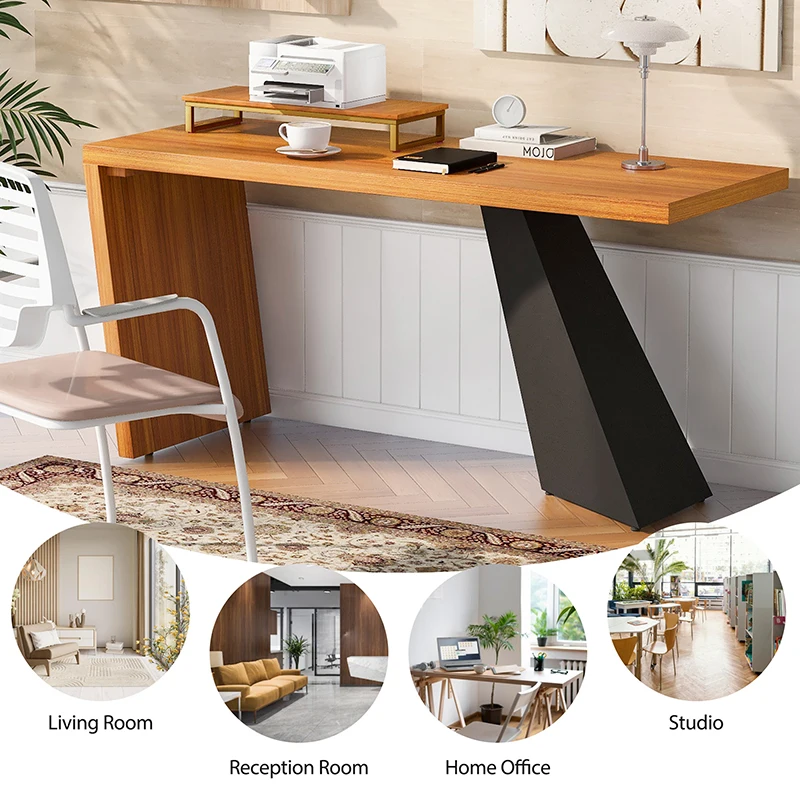 63"Modern Executive Desk ,Rustic Industrial Wooden Writing Desk,Study Desk with Monitor Stand,Rectangular Computer for Home