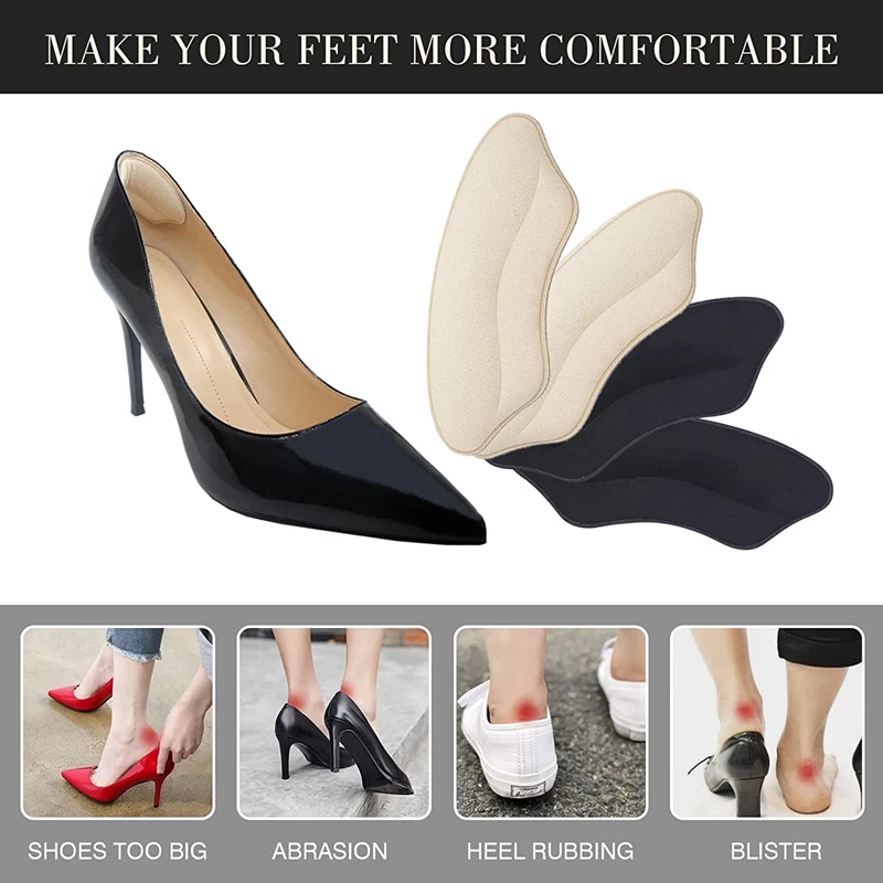 Women Shoe Insoles Heel Pad Adjust Size Adhesive Grips Protector Pain Relief