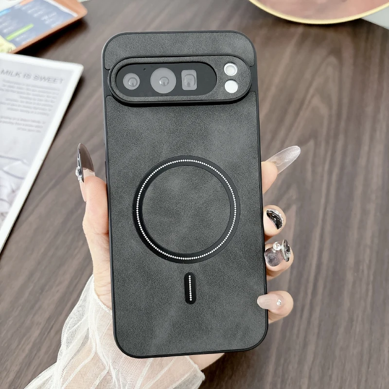 Luxury PU Leather Magnetic Wireless Charging Phone Case Back Cover