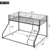 Metal Floor Bunk Bed, Twin XL Over Queen, Guardrail and Ladder, Space-Saving Design, Metal Bed for Kids&Teens 2