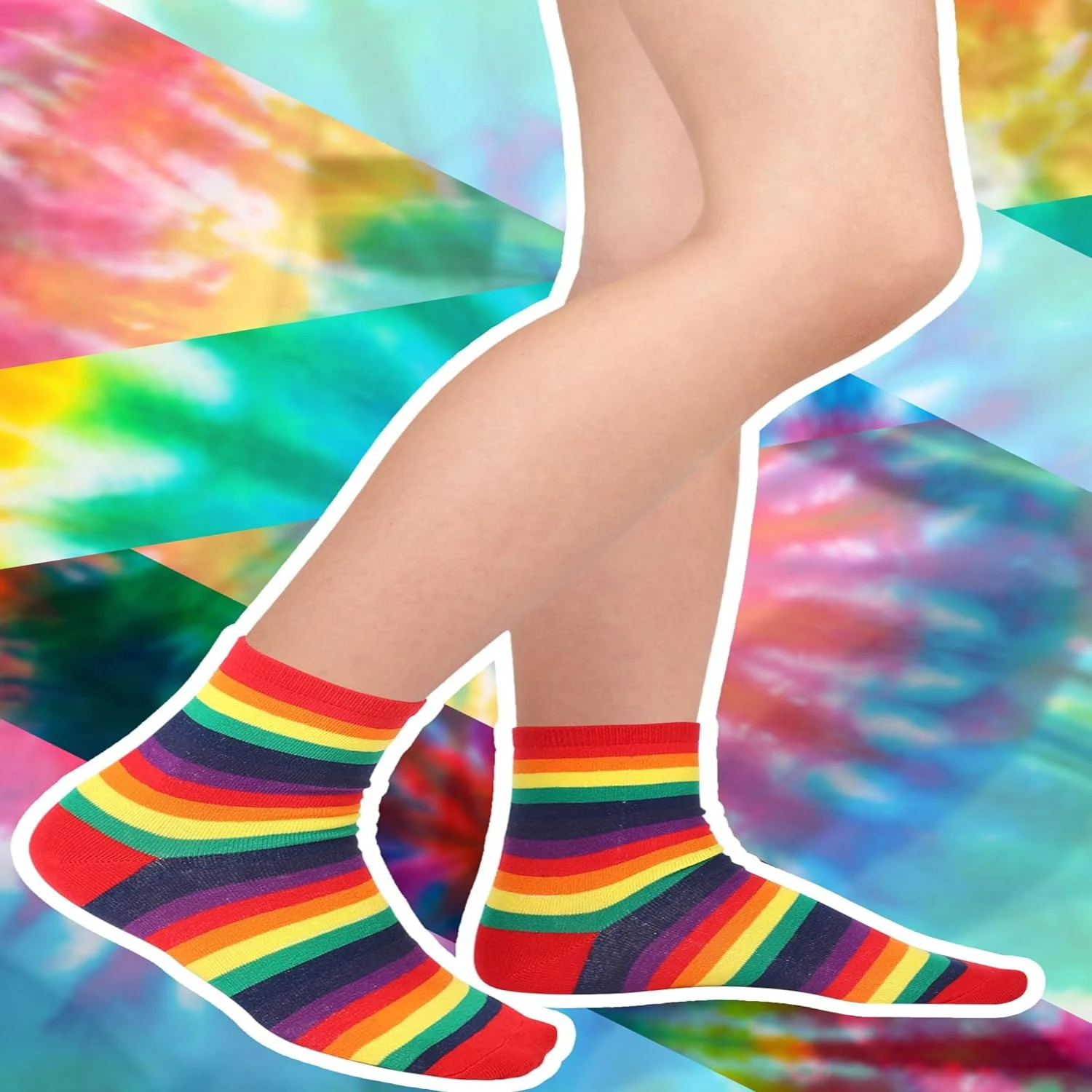 Vibrant, Colorful and Stylish Pack of 6 Cotton Tube Socks for Men and Women-Fun Unisex Pride Design-Perfect for Comfortable
