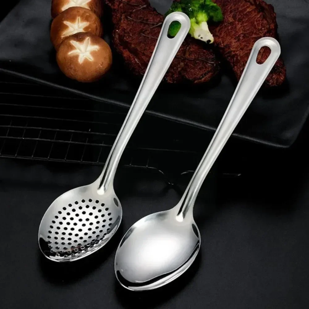 1PC Stainless Steel Perforated Spoon Strainer Skimmer Kitchen Colander Food Scoop Filter Spoon
