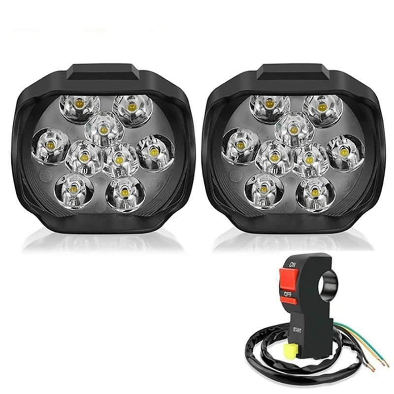 Motorcycle Headlight 9 Led Dc12v Super Bright Fog Spot White Work Light