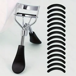 Deluxe Portable Eyelash Curler Set with Silicone Pads for Perfectly Curled Lashes (Silver Black)