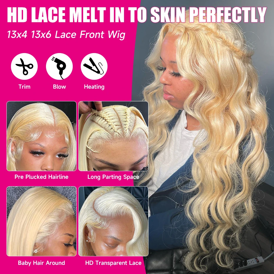 13x6 Hd Lace Frontal Wig 250 300 High Density 613 Honey Blonde 13x4 Lace Front Human Hair Wigs For Women Body Wave Brazilian Wig 5