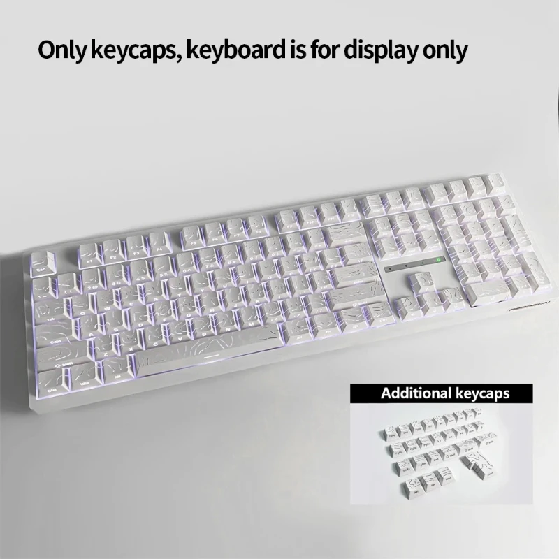 Premium Black Marble PBT Side-Engraved Keycap Set with Crack Design - Dual-Color Finish