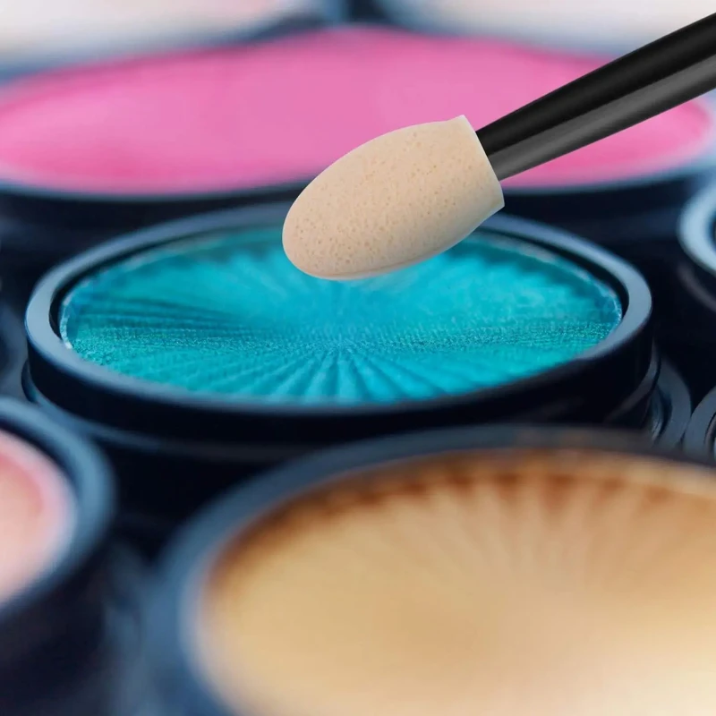 Disposable double-sided eyeshadow sponge applicators including container length eyeshadow brush factory 50/100/200pcs makeup brush set,makeup brush,makeup egg sponge,makeup tool set,makeup tool
