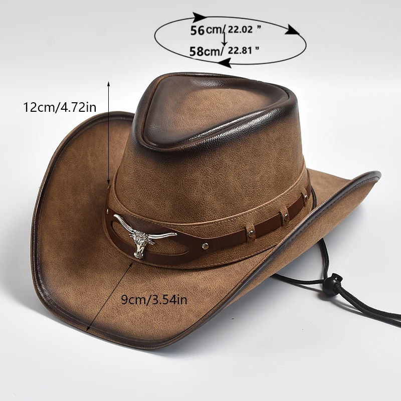 Cappello Da Cowboy Marrone a Tesa Larga. Copricapo Elegante Da Uomo