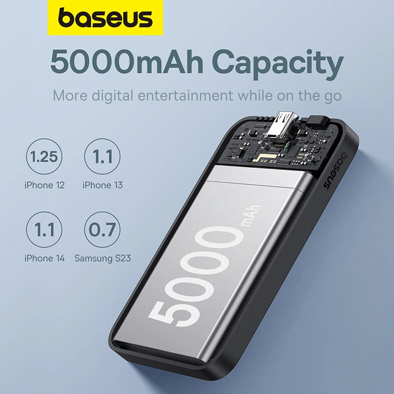Baseus 5000mAh 20W Magnetic Power Bank Wireless Powerbank For iPhone 14 15 Pro Fast Charge Mini Portable External Spare Battery