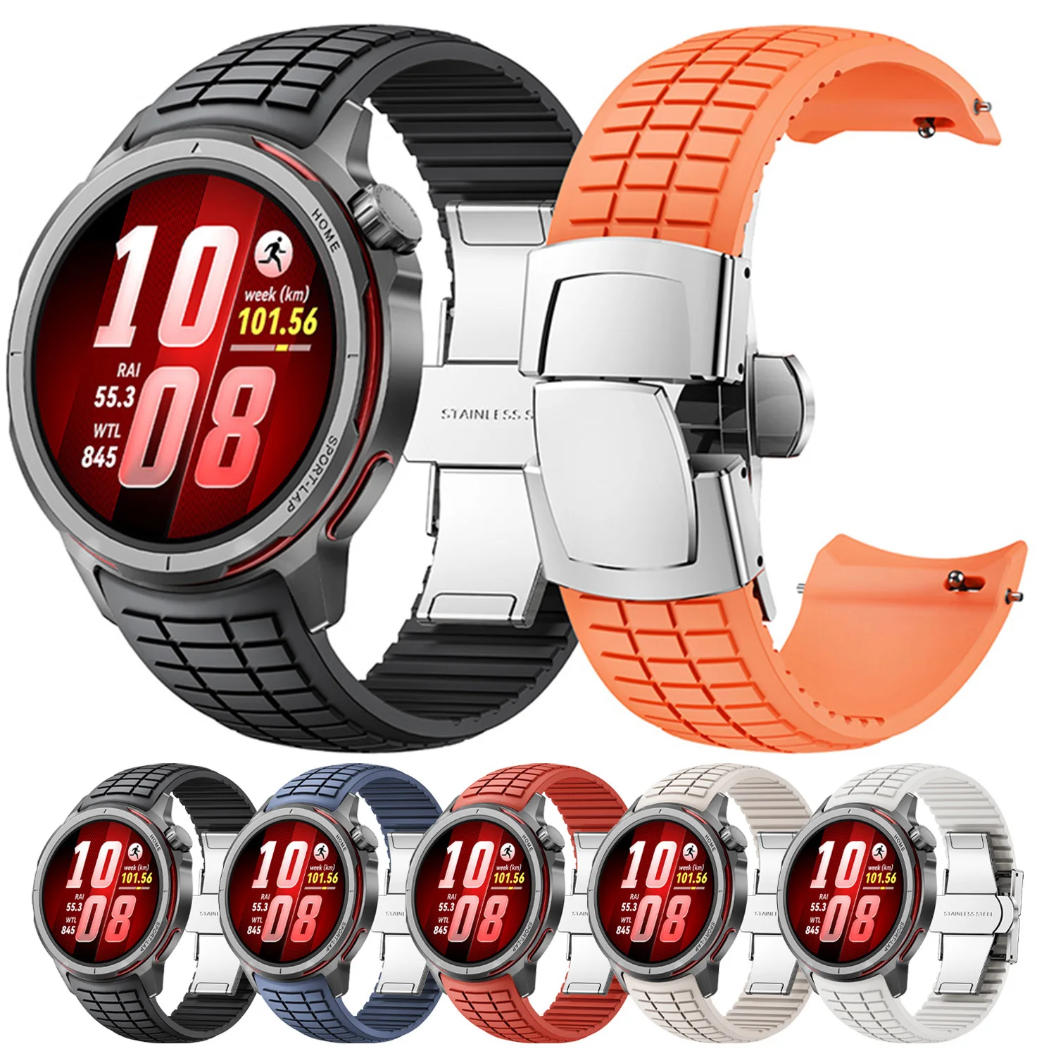 Enhanced Silicone Adjustable Watch Strap - 22mm Premium Band Bracelet