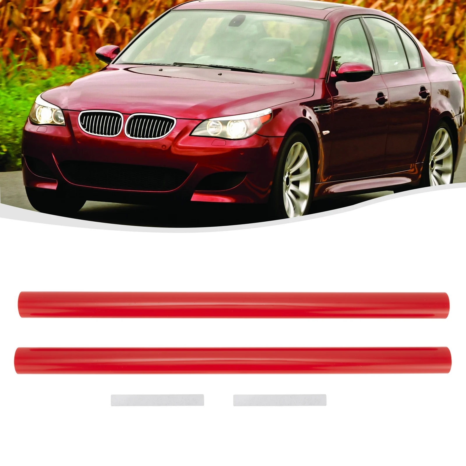 

2x Auto 36CM Grill Bar V Brace ABS For BMW E60 E65 E66 Left Right Front Grille Trim Strips Cover Red Exterior Door Panels Frame