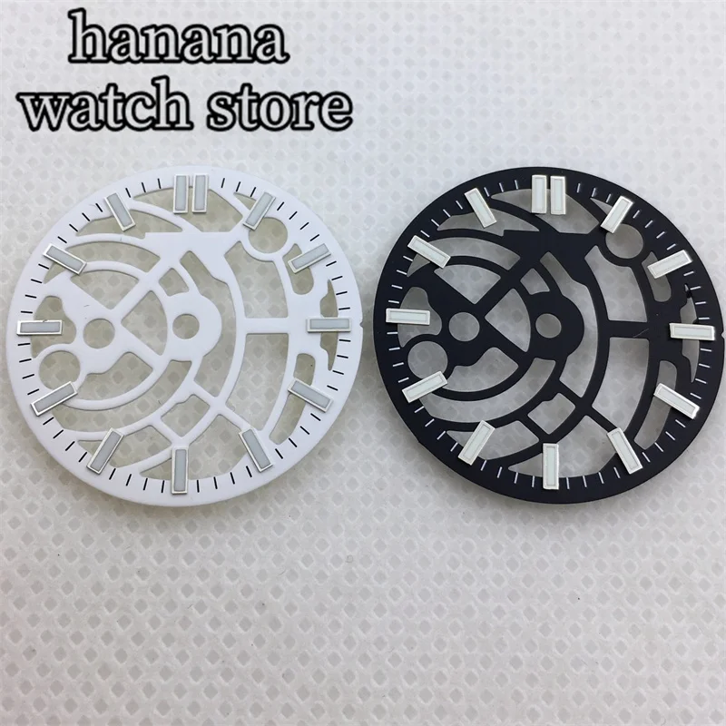 Hollow Skeleton Dial 28.5mm with Multi-Color Design and Green Luminous Features