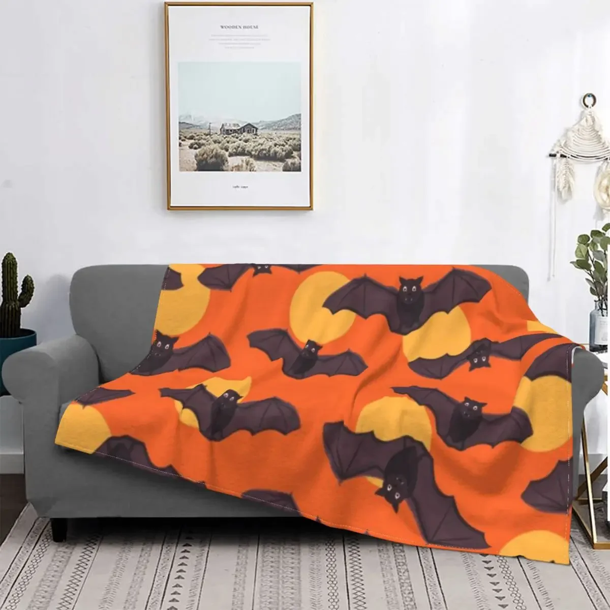 Bats Pattern Throw Blanket Halloween Goth Fleece Flannel Lightweight Blankets for Home Office Couch Bed Sofa Car All Season 5