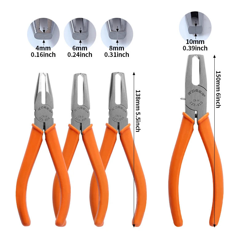 Plastic Cutting Pliers 90 Degree Double-Edged CR-V Tip Cutter Nipper with 4/6/8/10mm Flush Jaw for Sprue Burrs Cutting Hand Tool