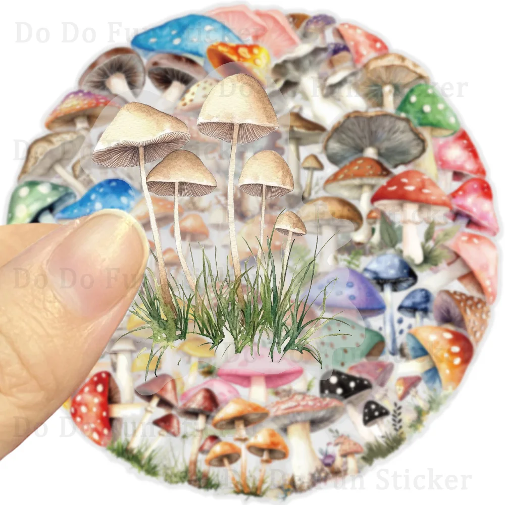 Mushroom PET Graffiti Stickers Transparent Waterproof Oil Resistant Material Decoration 50PCS