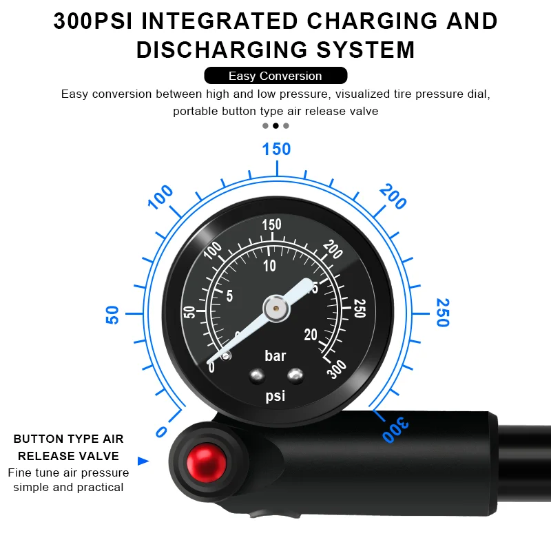 Portable Bike Pump with Gauge 4