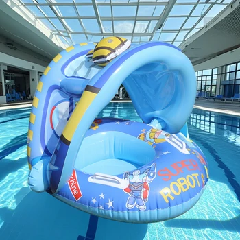 1PC Thickened Inflatable Canopy Seat Ring with Handles, Summer Pool Float for Underarm Use, Perfect for Beach and Pool Parties 1