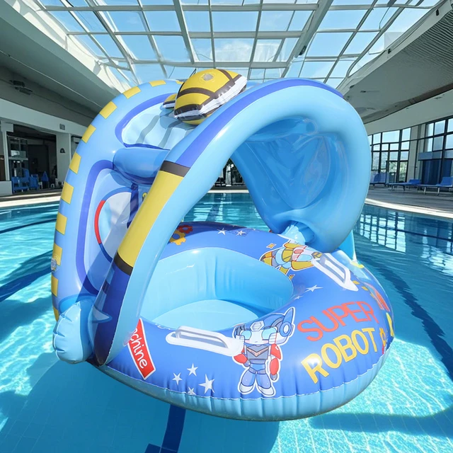 1PC Thickened Inflatable Canopy Seat Ring with Handles, Summer Pool Float for Underarm Use, Perfect for Beach and Pool Parties 1