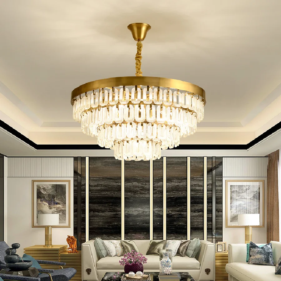 

Postmodern chandelier luxury living room dining room creative personality atmospheric villa lighting duplex copper chandelier