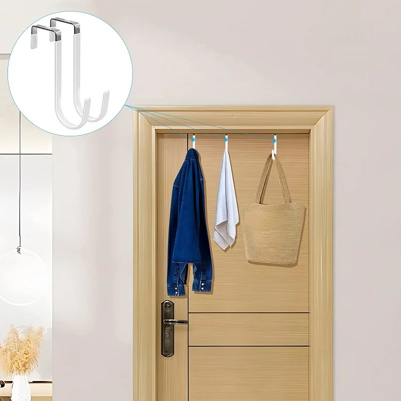 Door Hangers Hooks with Rubber Organizer Hook for Living Room Bathroom Bedroom Kitchen Hanging Key Clothes Towel Hat Coat Robe