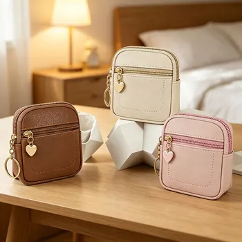 Nuovo Portamonete Portatile da Polso in Pelle PU con Portachiavi, Borsellino Portamonete con Anello Portachiavi per Donne e Ragazze, Idea Regalo