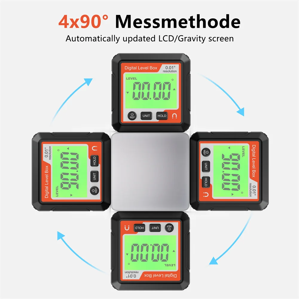 Digital Angle Protractor Level Gauge Magnetic 4 X 90 Degree