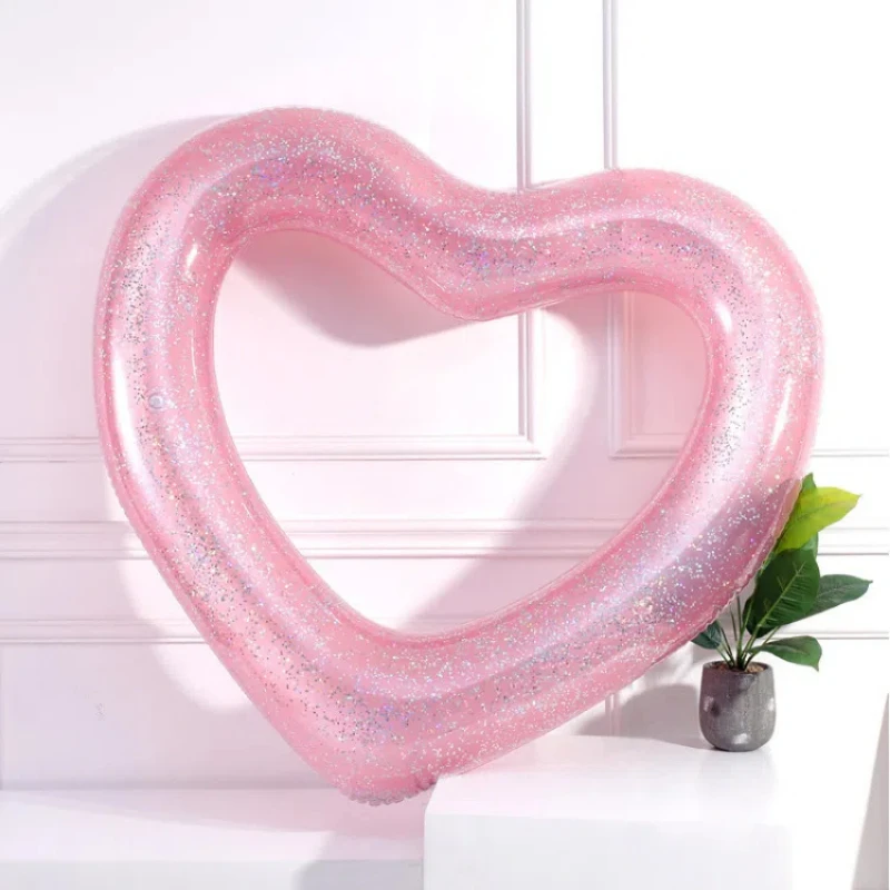 Inflatable Heart Shaped Swimming Ring Hot Selling Overwater Love Floating Raft Toys Leisure Vacation Photography Lifebelt 5