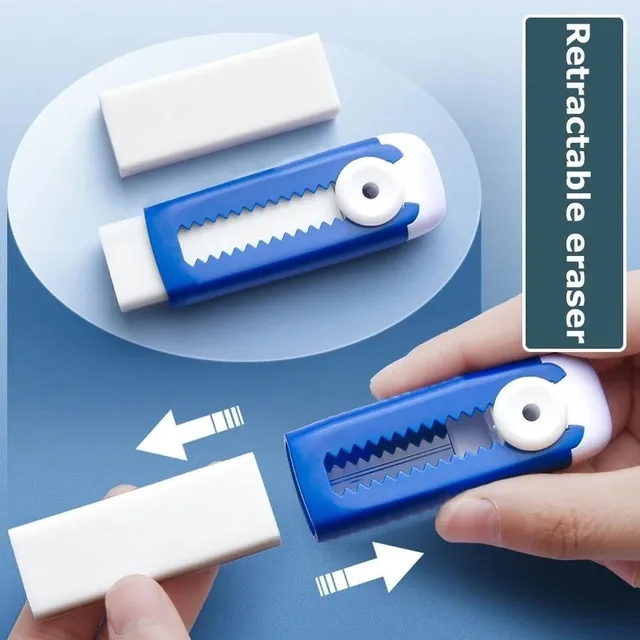 【1 Eraser+2 Refills】 Creative Push-pull Design Eraser Set Student School Office Stationery Supplies 4