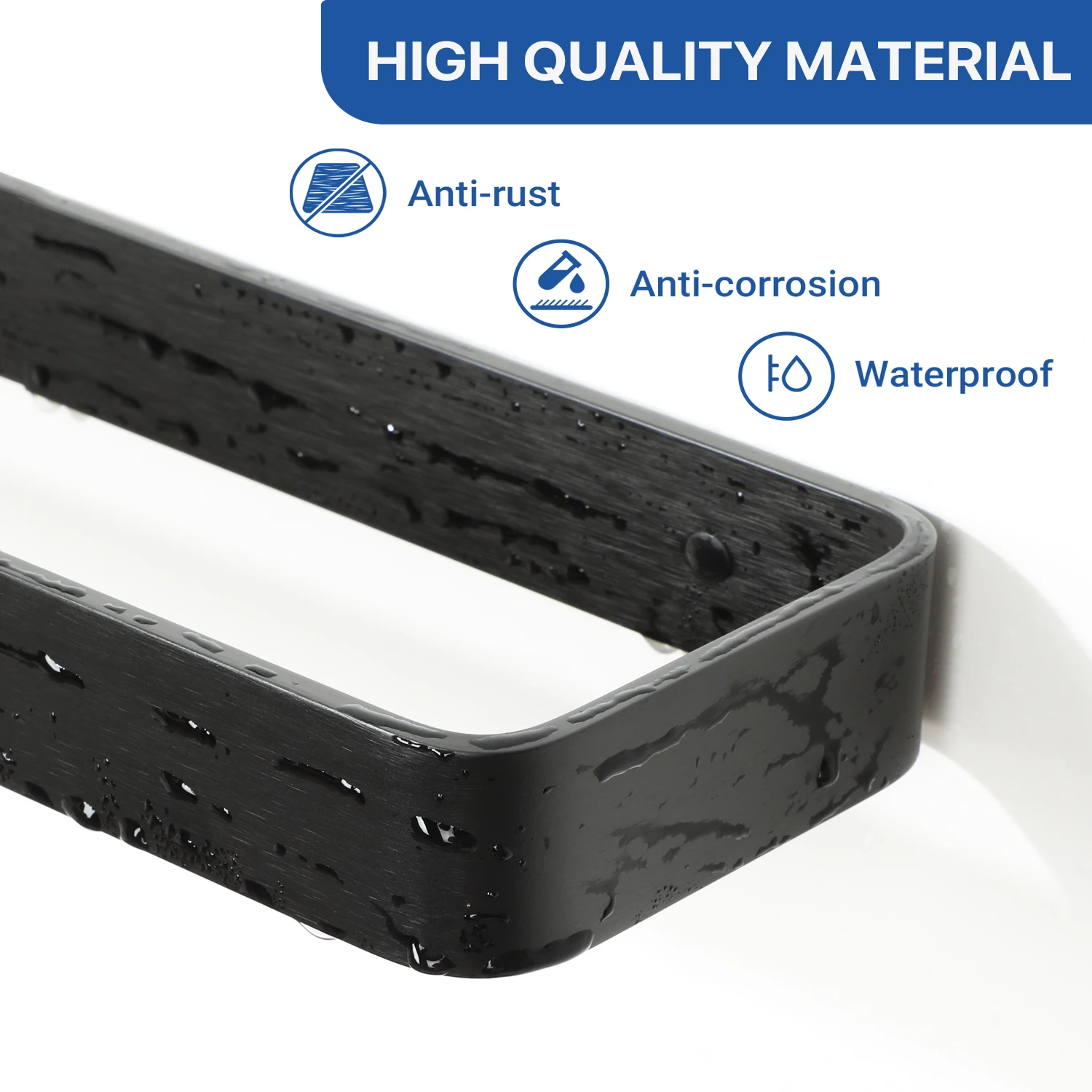 Bathroom Towel Rack Towel Holder 20/30/40CM Black Bar No drill Wall Mount Stainless Steel Kitchen Cabinet Storage